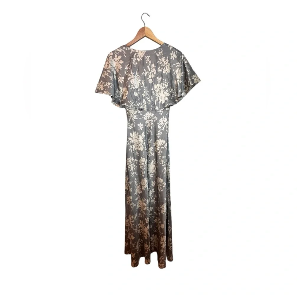 NWT Abercrombie Flutter Sleeve Satin Maxi Dress XS
